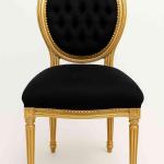 Mace Heritage Barocker Louis XVI Esszimmerstuhl – Schwarzer Samt & Goldrahmen