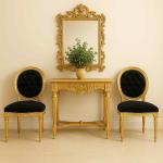 Mace Heritage Barocker Louis XVI Esszimmerstuhl – Schwarzer Samt & Goldrahmen