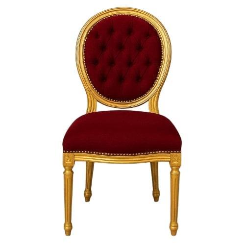 Mace Heritage Barockstuhl Louis XVI – Burgunder Samt & Goldrahmen