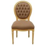 Mace Heritage Barock Louis XVI Stuhl – Taupe Samt & Goldrahmen