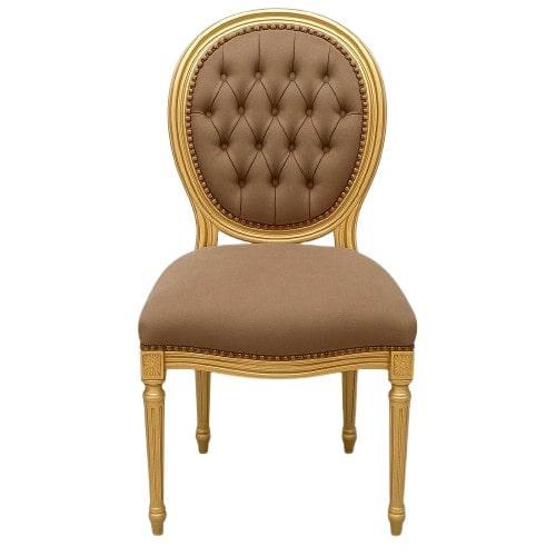 Mace Heritage Barock Louis XVI Stuhl – Taupe Samt & Goldrahmen