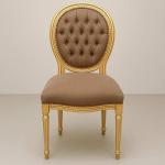 Mace Heritage Barock Louis XVI Stuhl – Taupe Samt & Goldrahmen