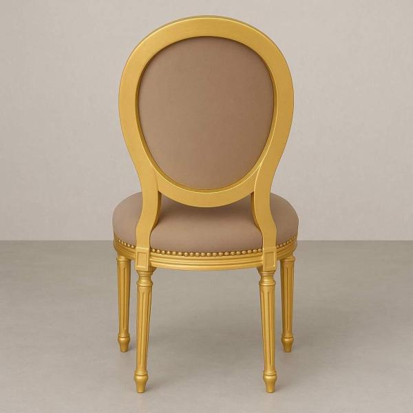 Mace Heritage Barock Louis XVI Stuhl – Taupe Samt & Goldrahmen