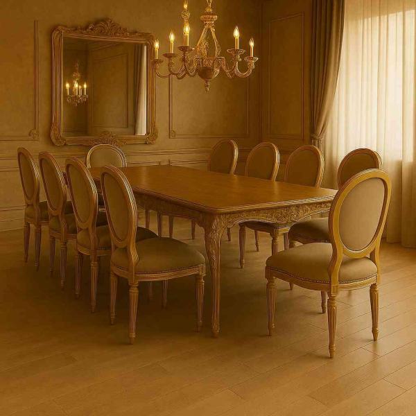 Mace Heritage Barock Louis XVI Stuhl – Taupe Samt & Goldrahmen