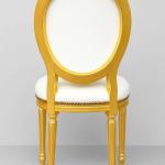 Mace Heritage Barocker Louis XVI Esszimmerstuhl – Weißes Kunstleder & Goldrahmen