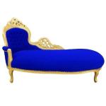 MACE Heritage - Méridienne Louis XV / baroque – velours, feuille d’or, côté droit, blanc, bleu