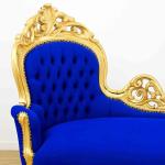 MACE Heritage - Méridienne Louis XV / baroque – velours, feuille d’or, côté droit, blanc, bleu
