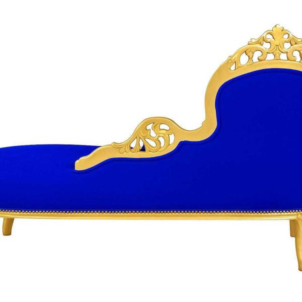 MACE Heritage - Méridienne Louis XV / baroque – velours, feuille d’or, côté droit, blanc, bleu