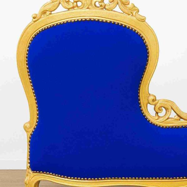 MACE Heritage - Méridienne Louis XV / baroque – velours, feuille d’or, côté droit, blanc, bleu