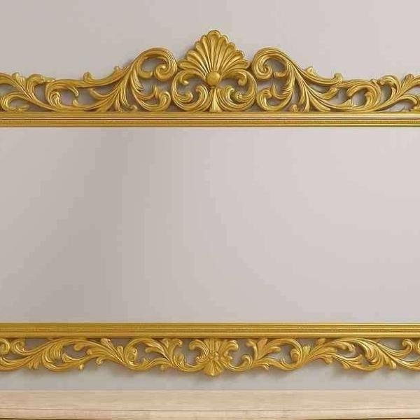 Luxury Baroque Gold mirror console - Black marble - Gold - 280 cm width - MACE