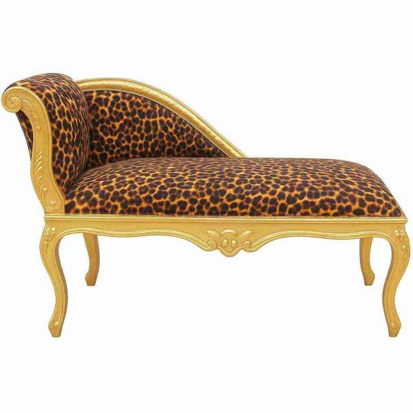 Chaiselongue-Sofa - Louis XV - Leopardenstoff - Goldrahmen - Klassische Möbel - 101cm - MACE