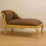 Chaiselongue-Sofa - Louis XV - Leopardenstoff - Goldrahmen - Klassische Möbel - 101cm - MACE