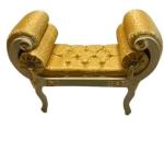 MACE Heritage - Barocke Römerbank – Handgefertigt – Gobelin-Satin Gold – Beige-Goldrahmen