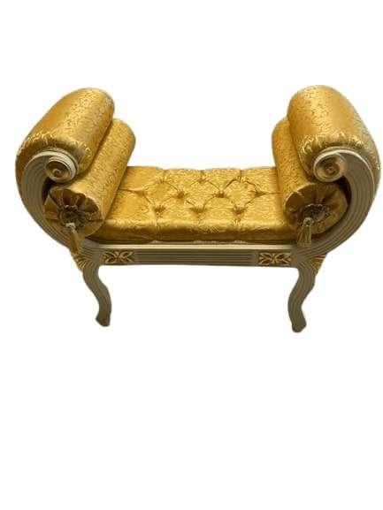 MACE Heritage - Barocke Römerbank – Handgefertigt – Gobelin-Satin Gold – Beige-Goldrahmen