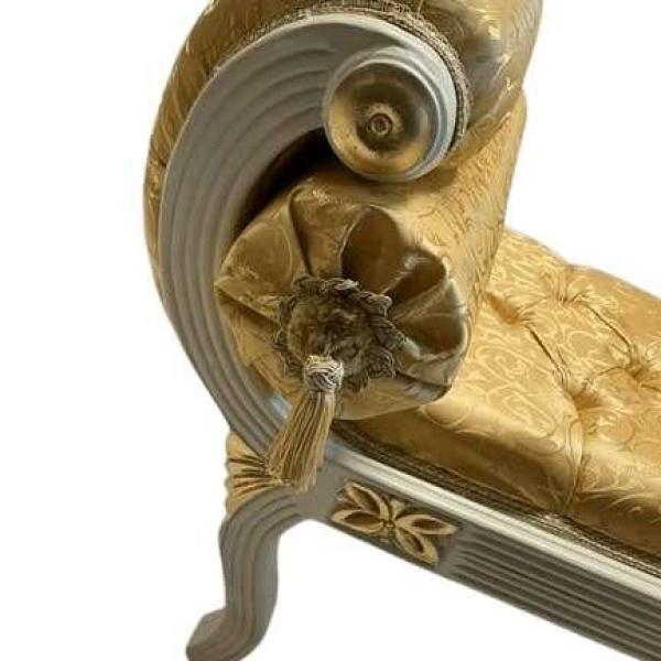 MACE Heritage - Barocke Römerbank – Handgefertigt – Gobelin-Satin Gold – Beige-Goldrahmen