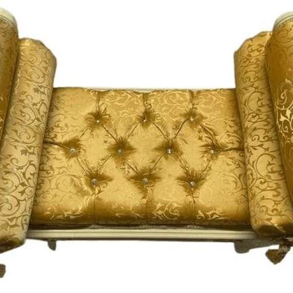 MACE Heritage - Barocke Römerbank – Handgefertigt – Gobelin-Satin Gold – Beige-Goldrahmen