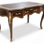 MACE Heritage – Louis XV Baroque Desk in Wood with Brass, 3 Drawers, Leather-Style Top