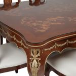 MACE Heritage - Chaise de salle à manger baroque – velours, laiton, marqueterie, verre, sculpté