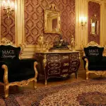 MACE Heritage – XL Barock-Kommode in Dunkelbraun mit Naturmarmor & Messing-Ornamenten – Handgefertigt aus Massiv-Buche- 150cm