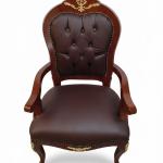 MACE Heritage – Barocker Executive-Bürosessel mit Antik-Messingakzenten, Kunstlederpolsterung und Hochglanz-Holzfurnier
