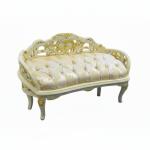 MACE-Barock-Sitzbank – Gestell in Goldbeige – Stoff in Gold-Champagner – kleines Damen-Sitzsofa – Kommodensofa – Barockmöbel