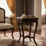 MACE-Baroque brown table-Beige marble top-Handmade-Classical furniture