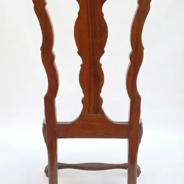 MACE Heritage – Baroque Dining Chair in Brown Solid Wood with Red Gobelin Upholstery – Queen Anne Legs – Handmade