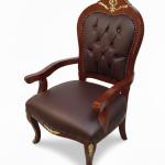 MACE Heritage – Barocker Executive-Bürosessel mit Antik-Messingakzenten, Kunstlederpolsterung und Hochglanz-Holzfurnier