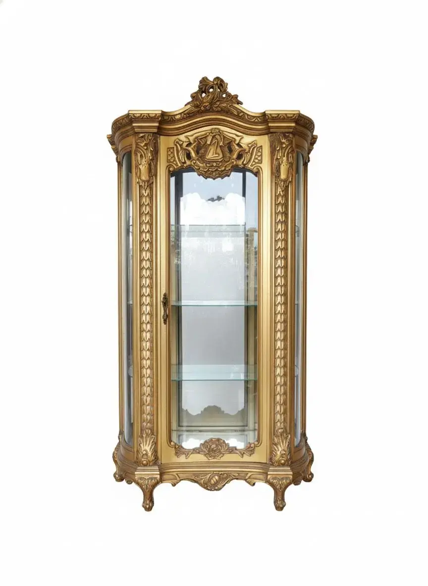 MACE Heritage - Luxury baroque gold vitrine-Handmade-3 Glass shelves-Lined mirror-Solid wood - Handmade - Baroque furniture