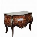 MACE Heritage – Barock Rokoko Kommode Louis XV mit Marmorplatte, handbemalt, Dunkelbraun, Hochglanz