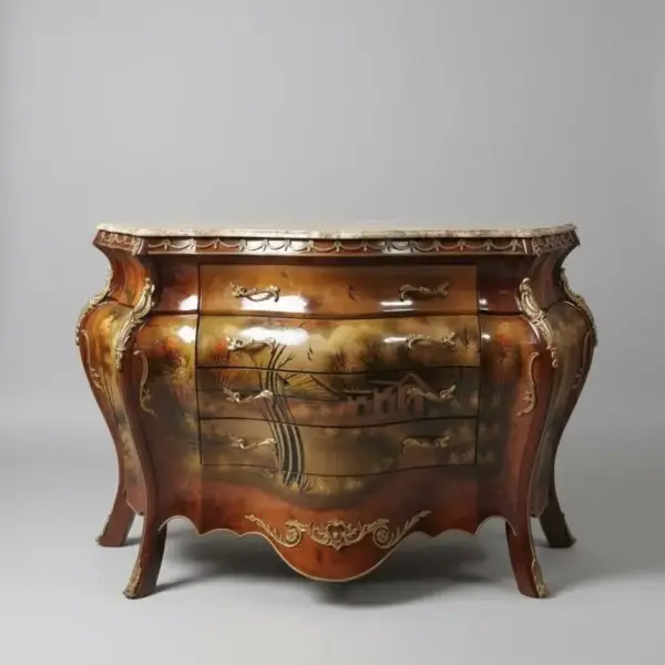 MACE Heritage – Luxury “Monster Baroque Boombi” Commode – Hand-Painted & Handmade – Natural Beige Marble – 3 Drawers - 124cm