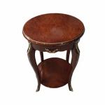 MACE Heritage – Runder barocker Beistelltisch aus Holz in warmem Braun mit Schublade und Messingornamenten