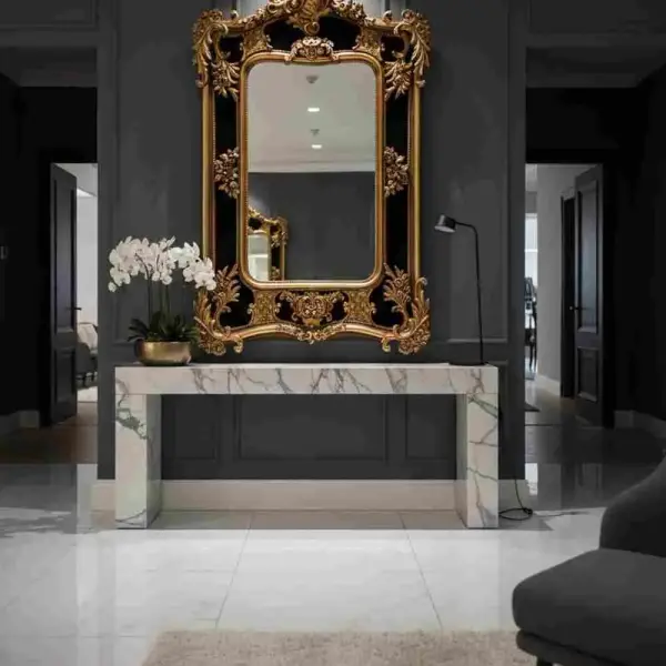 MACE Heritage – Luxus Barock Wandspiegel - Gold / Schwarzes Samtpaneel - 170cm