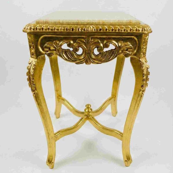 MACE Heritage - Luxurious Baroque Side Table – Gold Finish & Real Marble – Handcrafted