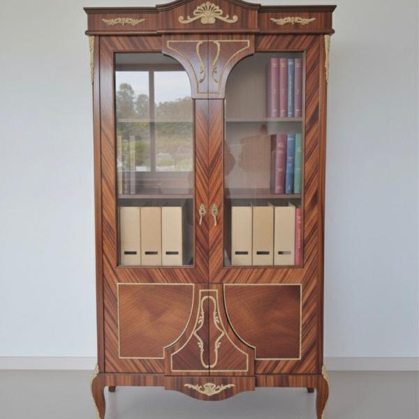 MACE-Baroque office display case - Brass - Brown color - Two glass doors - Two drawers - Filing cabinet - Office furniture