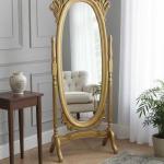 MACE Heritage – Barocker Louis-XV-Standspiegel in Antik-Gold mit ovalem Rahmen, 185 cm Höhe