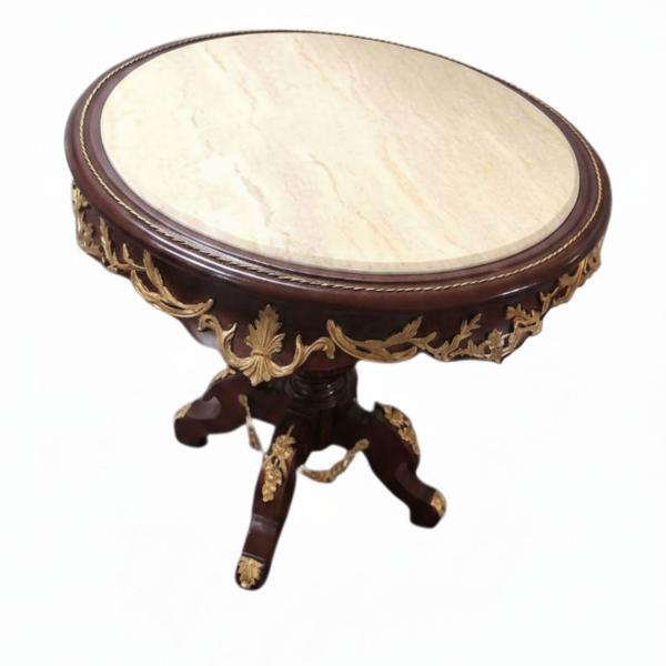 MACE Heritage - Fauteuil Louis XVI / baroque – marbre, laiton, sculpté, rouge, brun