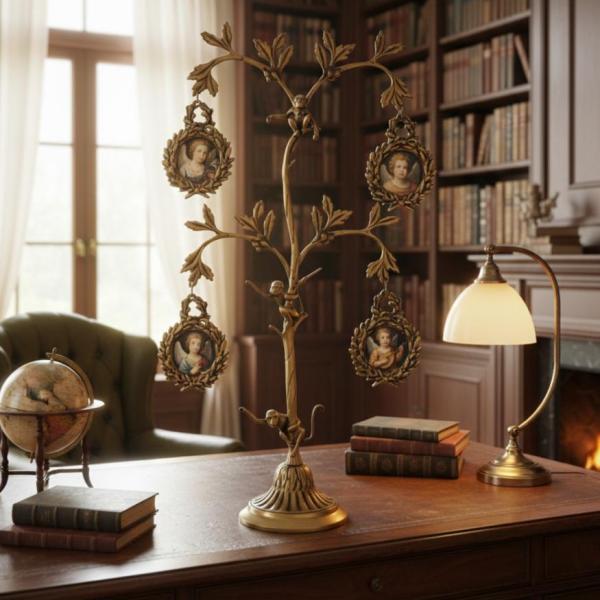 MACE Heritage – Baroque Family Tree Photo Holder in Antique Gold, Luxury Display Stand