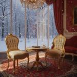 MACE Heritage – Barockstuhl im Louis-XIV-Stil in Antik-Gold mit Satin-Jacquard in Champagner-Ivory