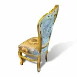MACE Heritage | Baroque Dining Chair – Gold Frame with Floral Brocade Upholstery | Hand-Carved Solid Wood