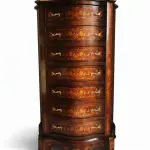 MACE Heritage - Baroque style chest drawer cabinet - Marquetry - Brown color - Beige marble - Gold brass - Classic living furniture LOUIS XVI