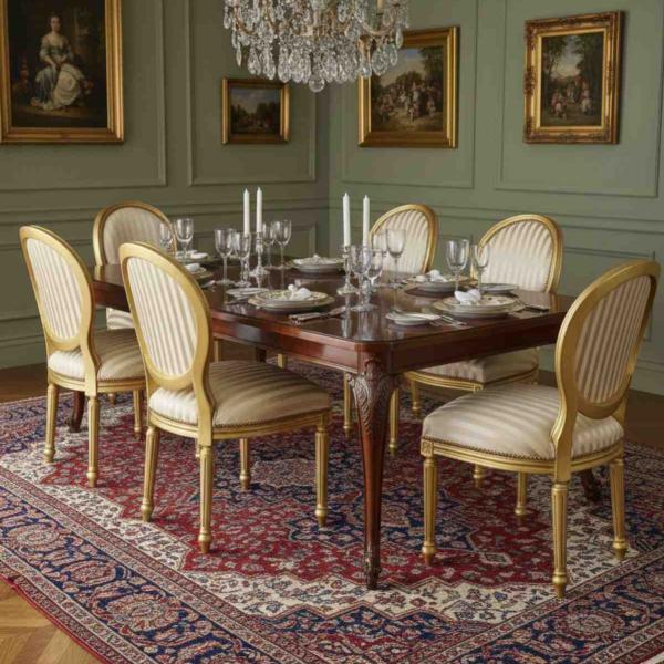 MACE Heritage - Barocker Esszimmerstuhl Gold Champagner klassisch eleganter Holzstuhl aus Echtholz Möbel für Esszimmer, Wohnzimmer und Flur.