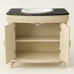 Barocker Stil - Waschbeckenschrank - Schwarzer Marmor - Weißes Keramikwaschbecken - Gold/Beige - 110cm - Klassische Möbel - Badezimmermöbel - MACE