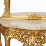 MACE Heritage – Baroque Console Mirror with Beige Marble Top in Antique Gold