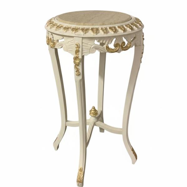 MACE Heritage – Barocker Beistelltisch mit Marmorplatte in Ivory-Creme und Antikgold