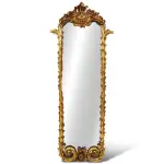MACE Heritage – Handgeschnitzter Barockspiegel mit Blattornamenten in Antikgold – 180×55 cm