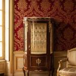 Baroque display Cabinet style - Louis XV - Brown/Beige Marble - Gold fabric - Antique Style - Classic furniture - MACE