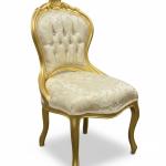 MACE Heritage – Barockstuhl im Louis-XIV-Stil in Antik-Gold mit Satin-Jacquard in Champagner-Ivory