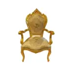 MACE Heritage – Barock Sessel – Handgeschnitzter Goldrahmen mit gold-champagnerfarbener Brokatpolsterung