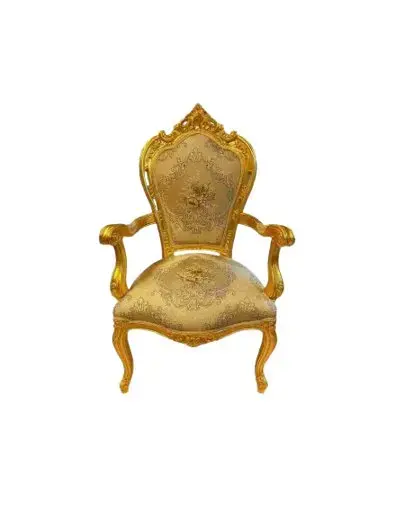MACE Heritage – Barock Sessel – Handgeschnitzter Goldrahmen mit gold-champagnerfarbener Brokatpolsterung